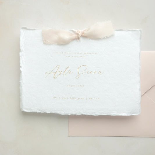 Birth announcement lying ribbon
